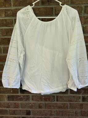 Premier White Eyelet Peasant Top